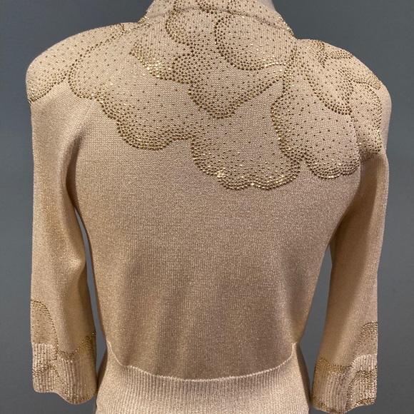 St. John Evening white/gold cardigan size 2 - Picture 2 of 6